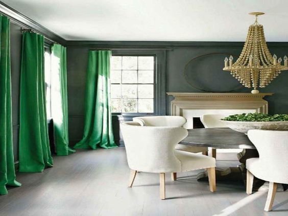 ผ้าม่านสีเขียว สบายตา