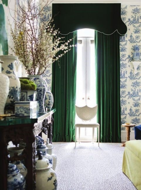 ผ้าม่านสีเขียว สบายตา