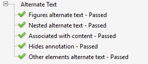 All of the Alternate Text tabs have checkmarks.