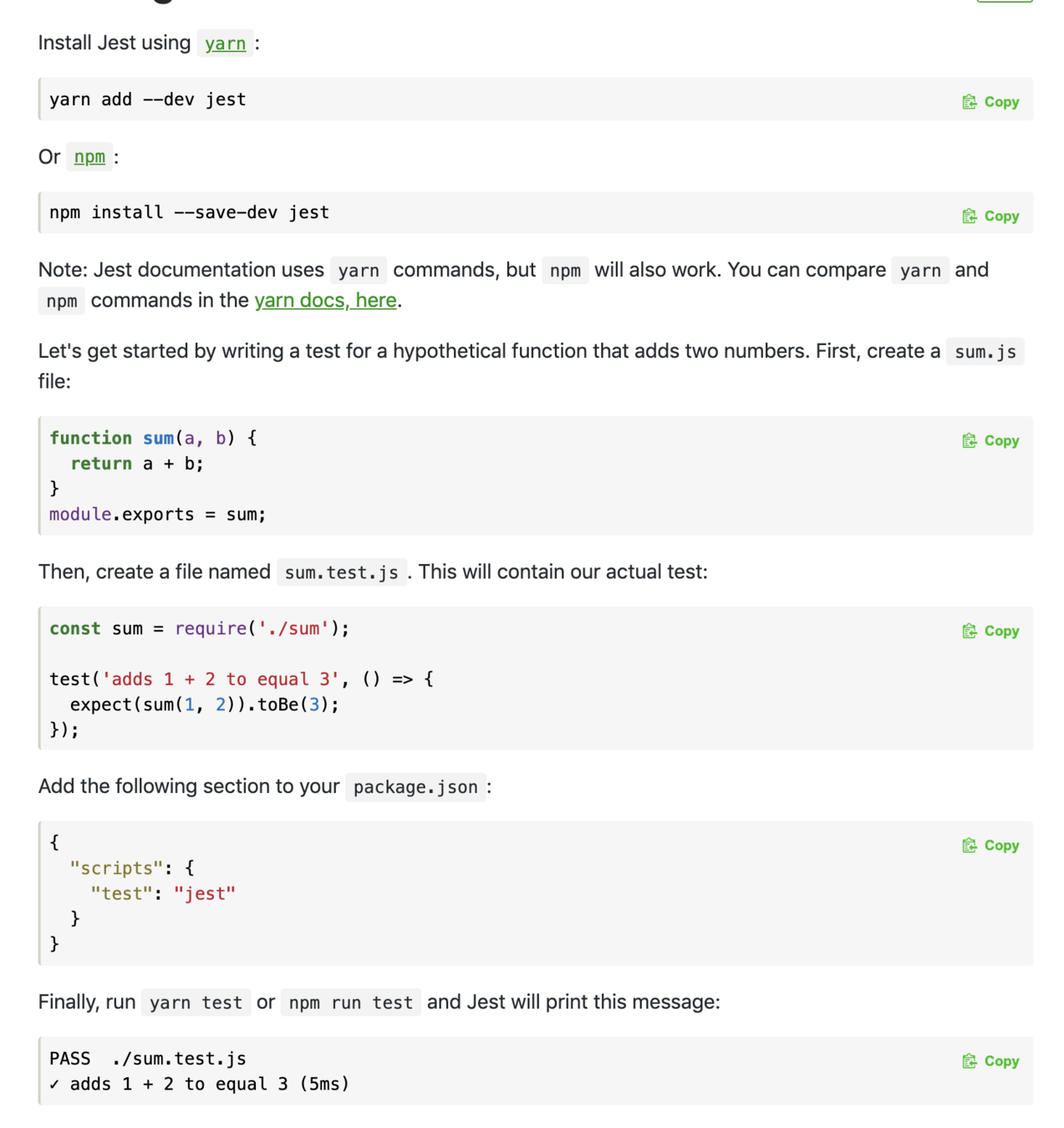 Jest docs