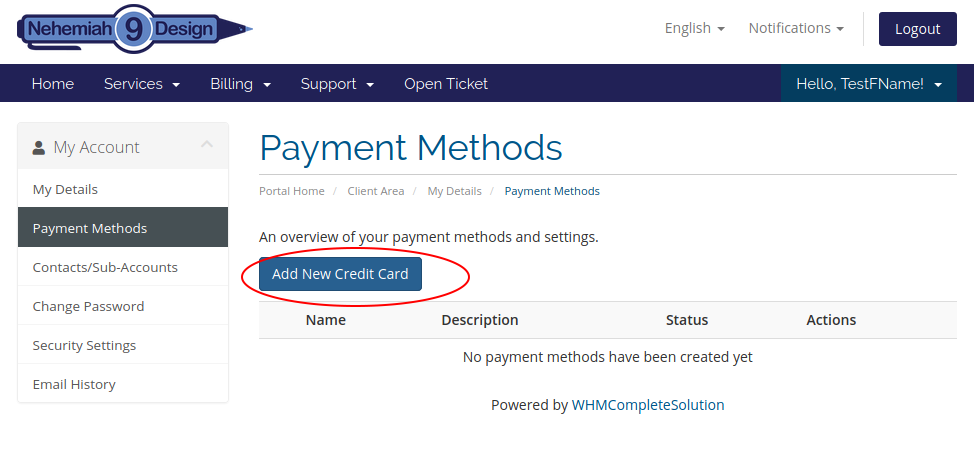 fill up the details and click "Save Changes"