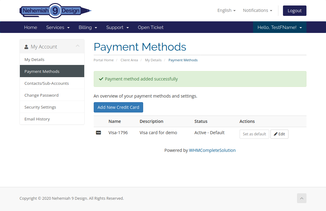 fill up the details and click "Save Changes"