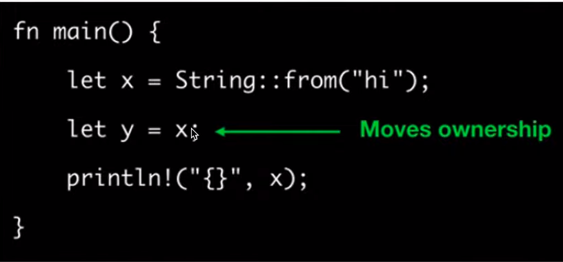 Rust - Memory Allocation; let y = x;