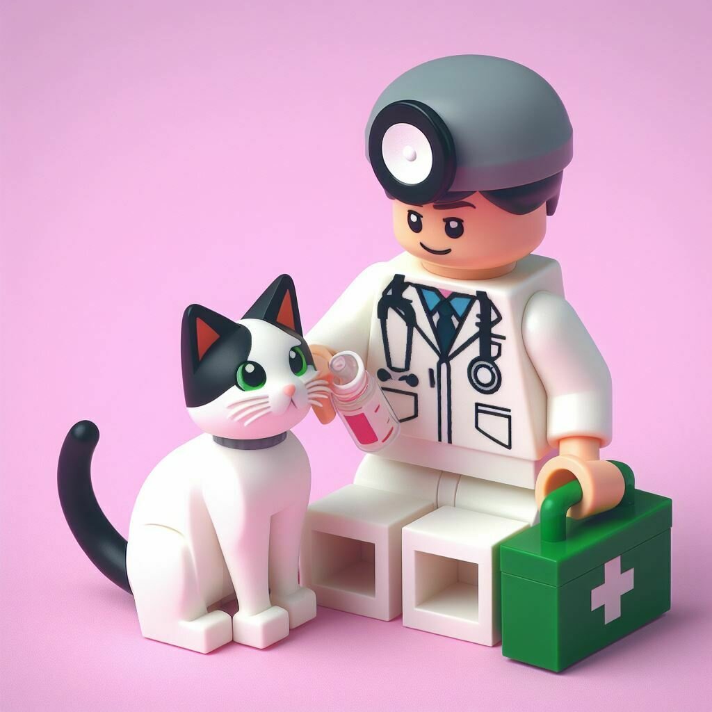 Veterinario atendiendo a un gato