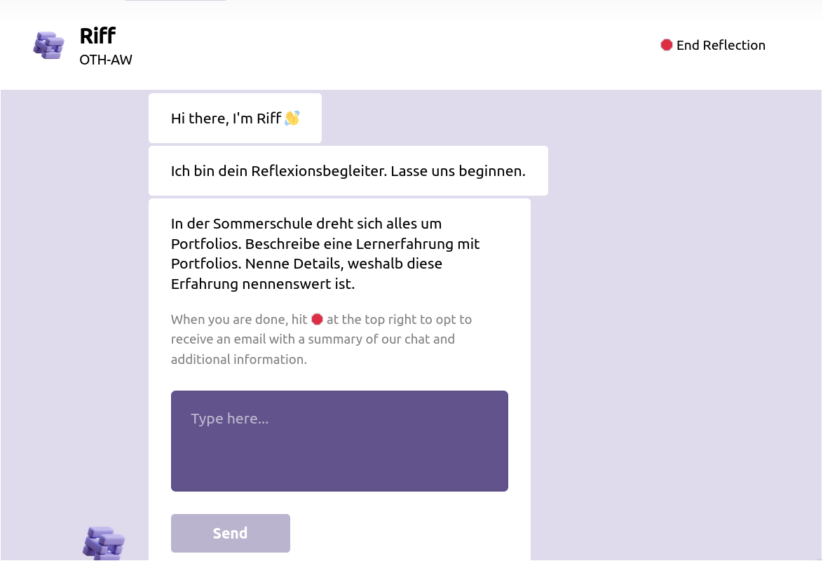 Screenshot vom Riff Bot für die Sommerschule