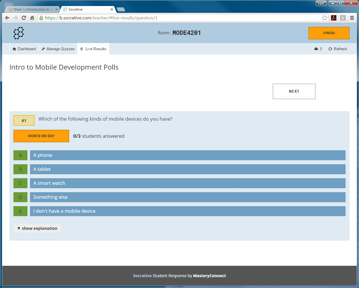 Gif showing answers to the question, 'What kinds of mobile devices do you have?'