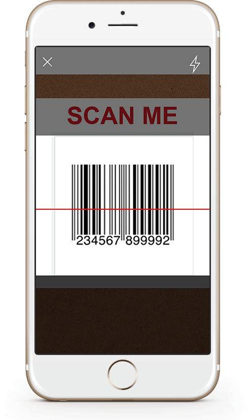 A smartphone with a variety of barcodes and QR codes for scanning