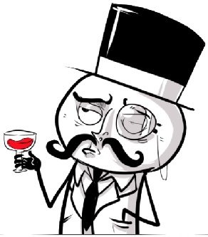 Fancy person with monocle and a glass of wine