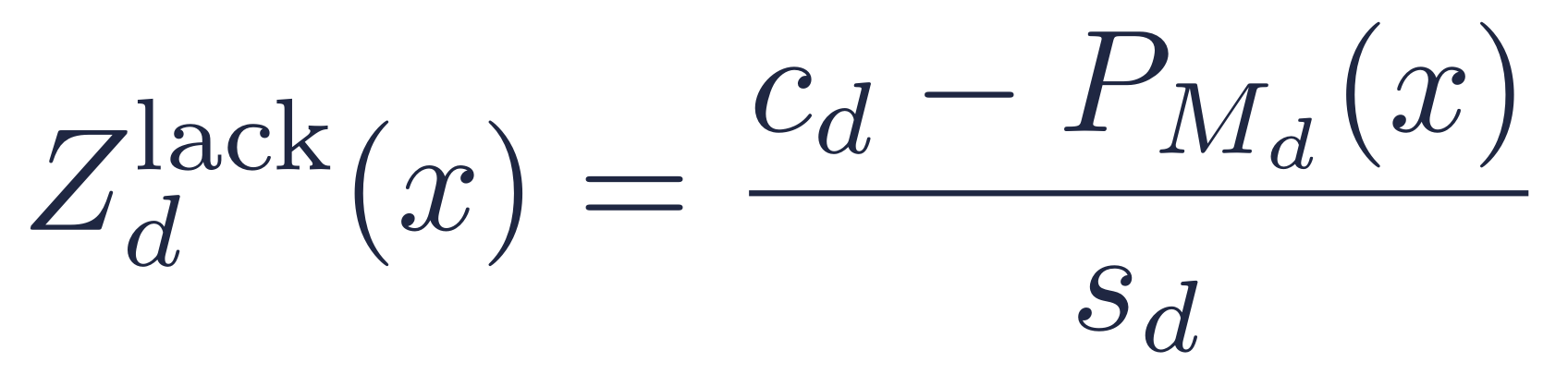 Z_d^lack(x) = (c_d - P_{M_d}(x)) / s_d