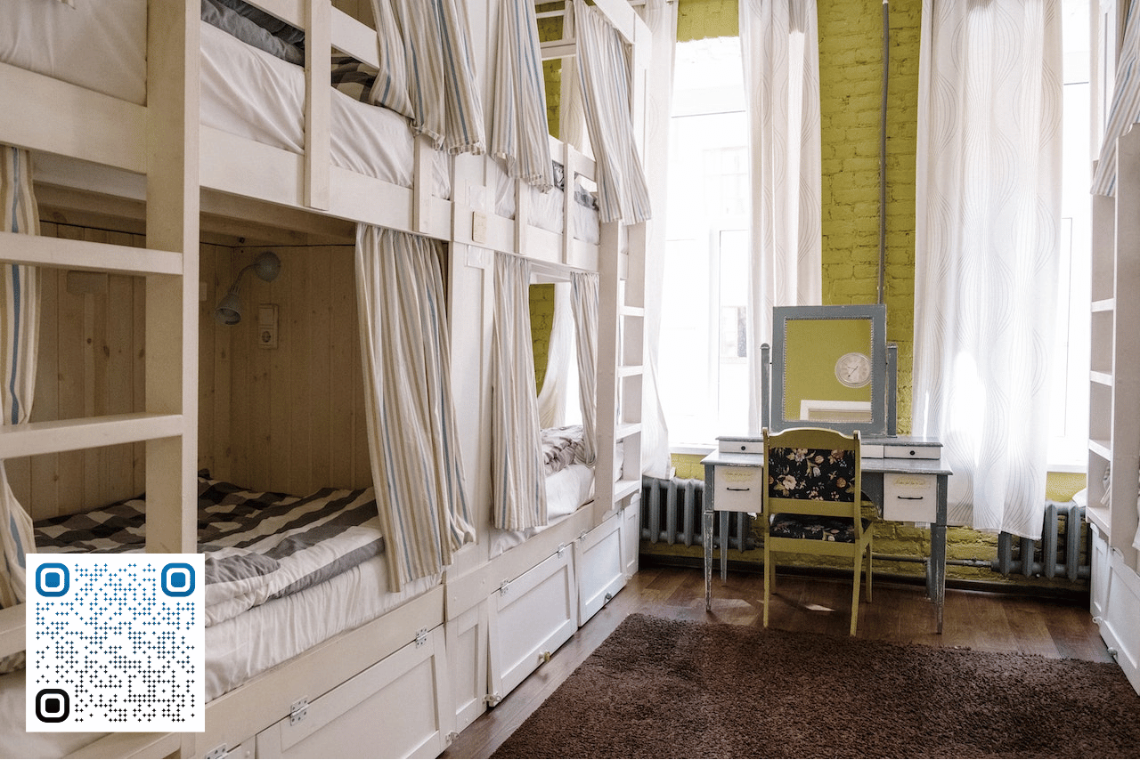 Small room inside an Airbnb with quad bunkbeds to accomodate more individuals as these airbnbs have higher estimates with more capacity