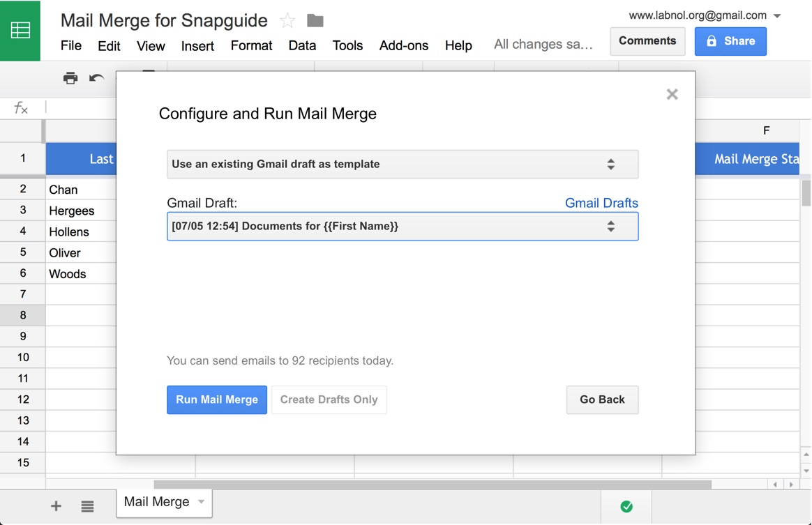 Mail Merge for Gmail with Attachments