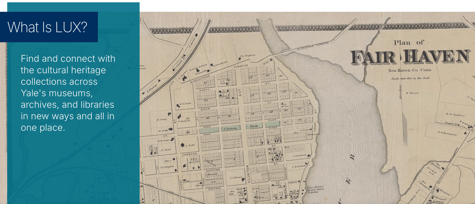 Screenshot from the LUX discovery platform homepage with the title What Is LUX?