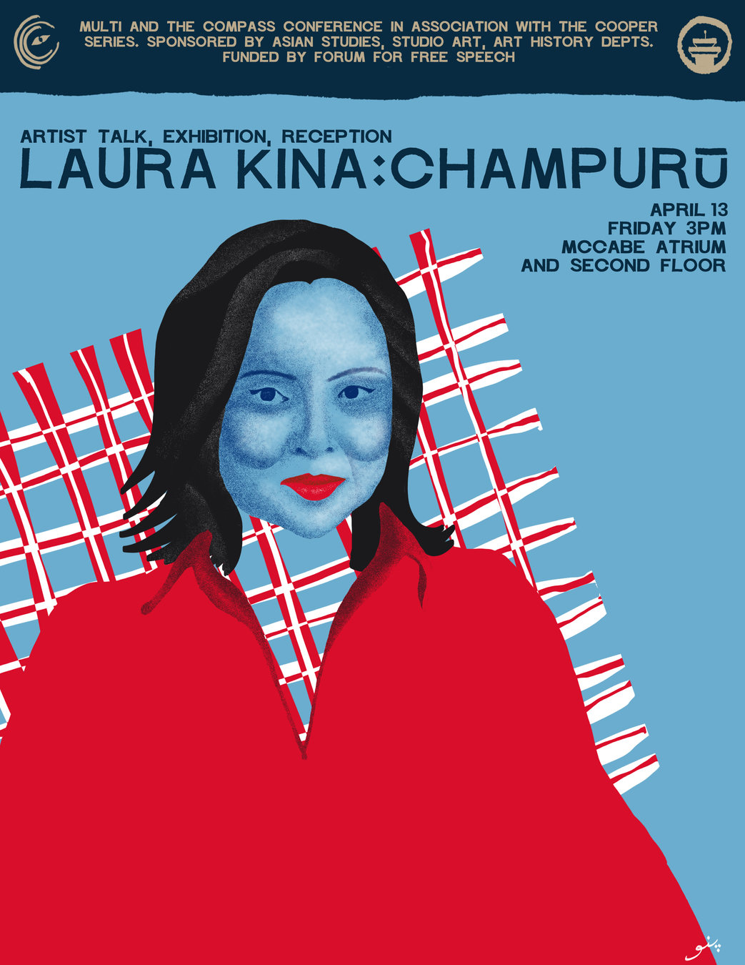 poster advertising artist talk by laura kina in april 2018
