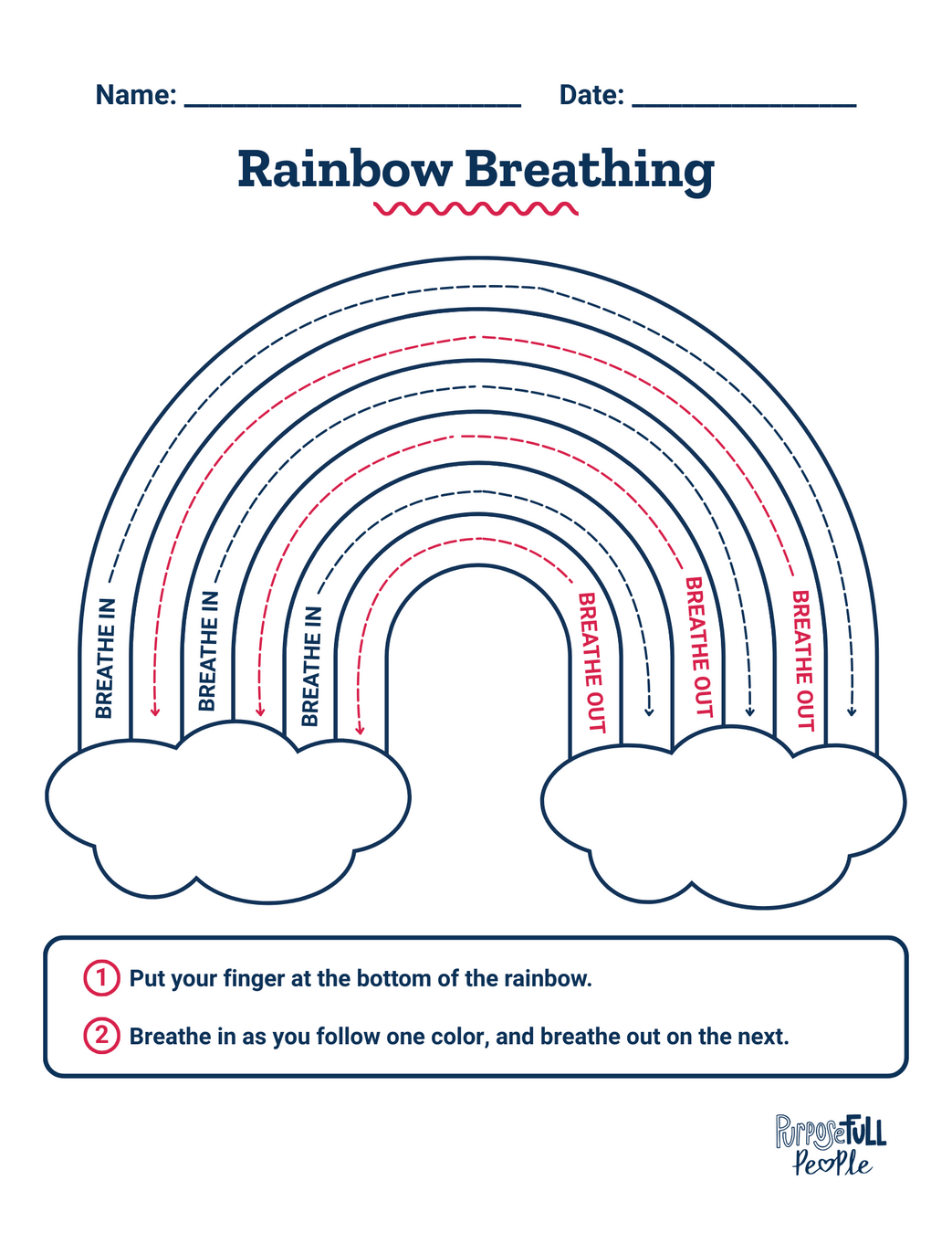 Rainbow breathing worksheet