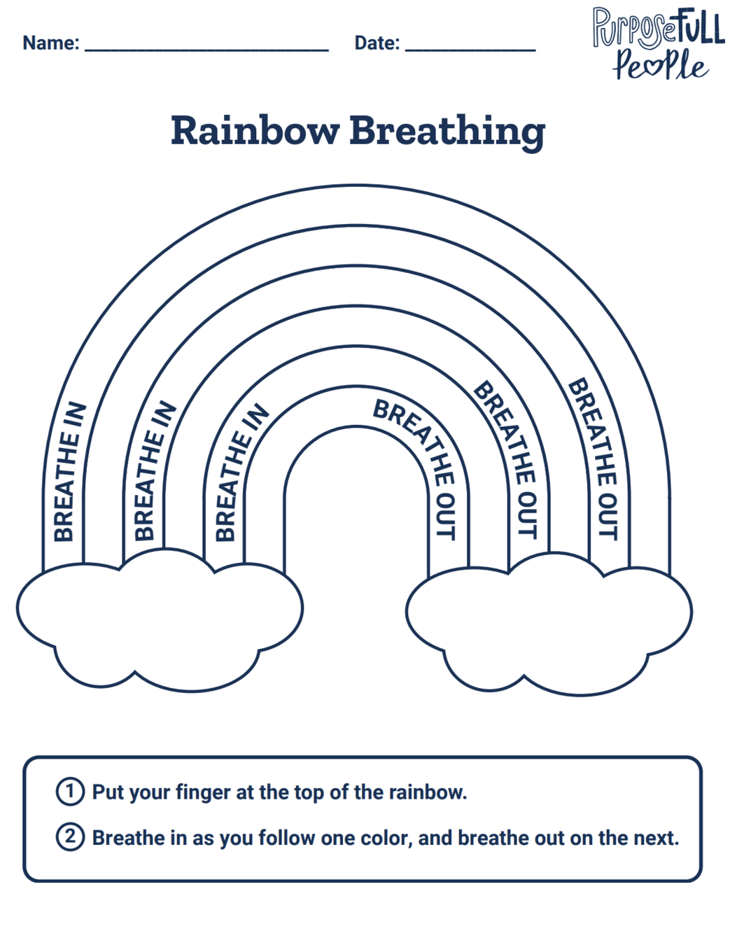 Rainbow breathing worksheet