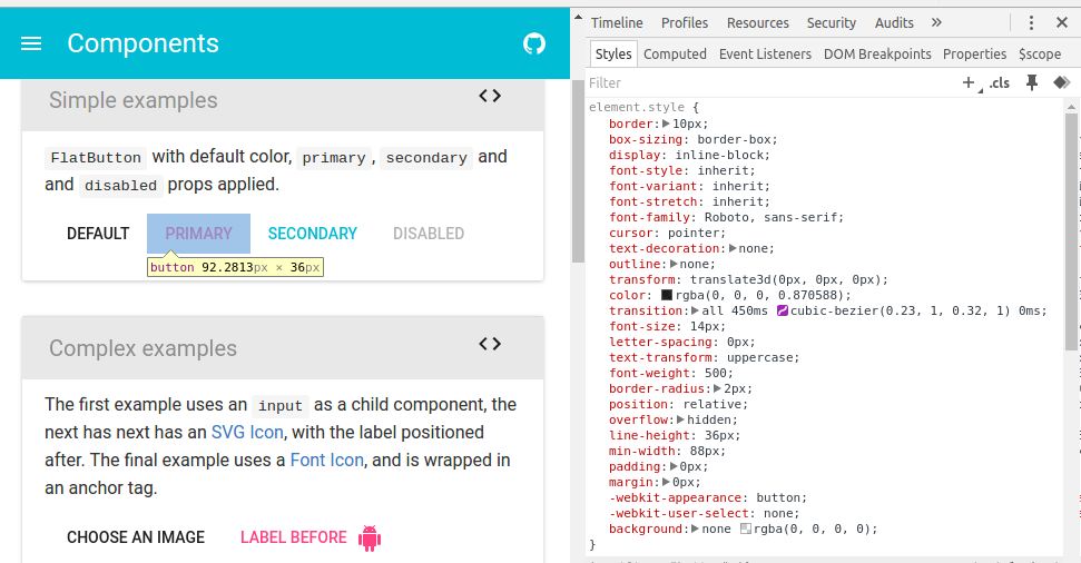 Interface design with react.js