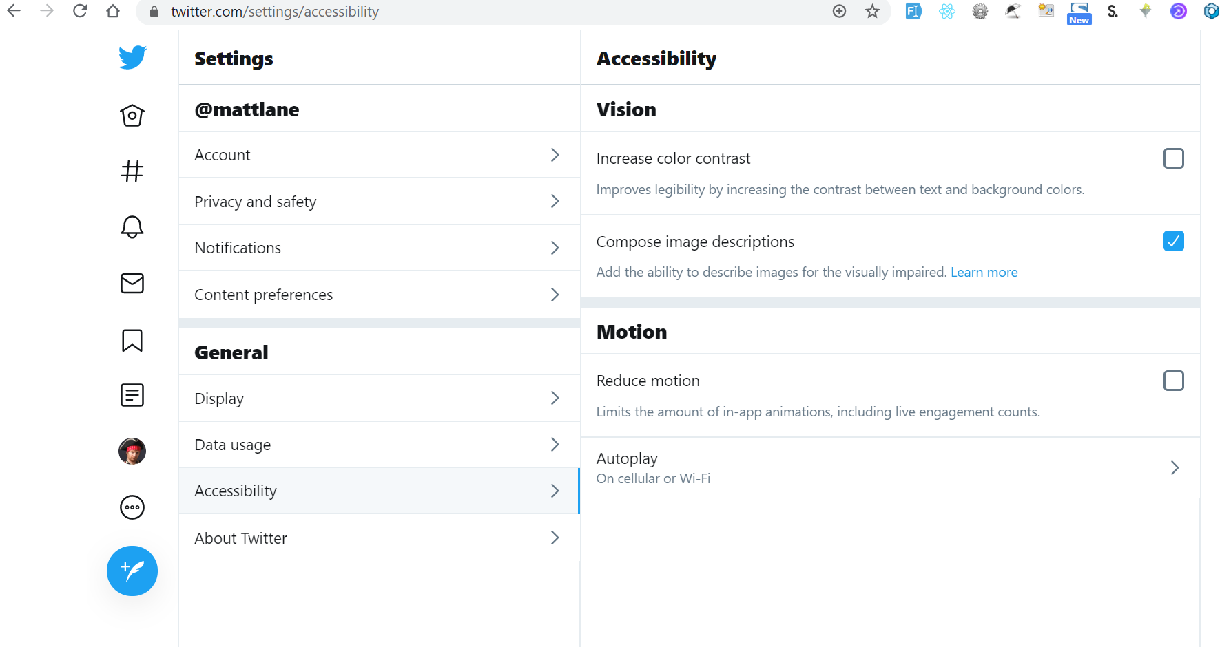 Screenshot of Twitter's accessibility alt-text option