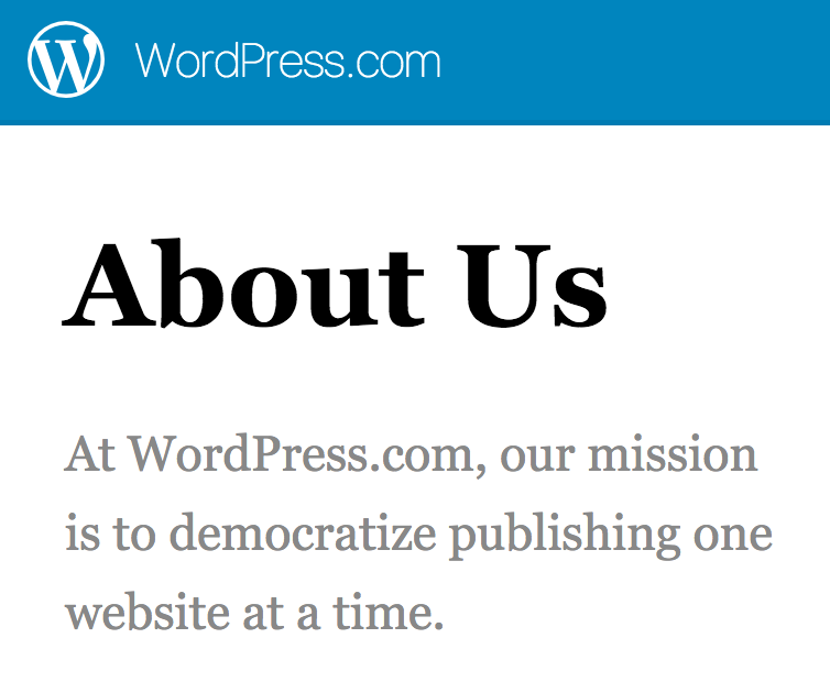 The phrase 'democratize publishing' highlighted in the WordPress codex