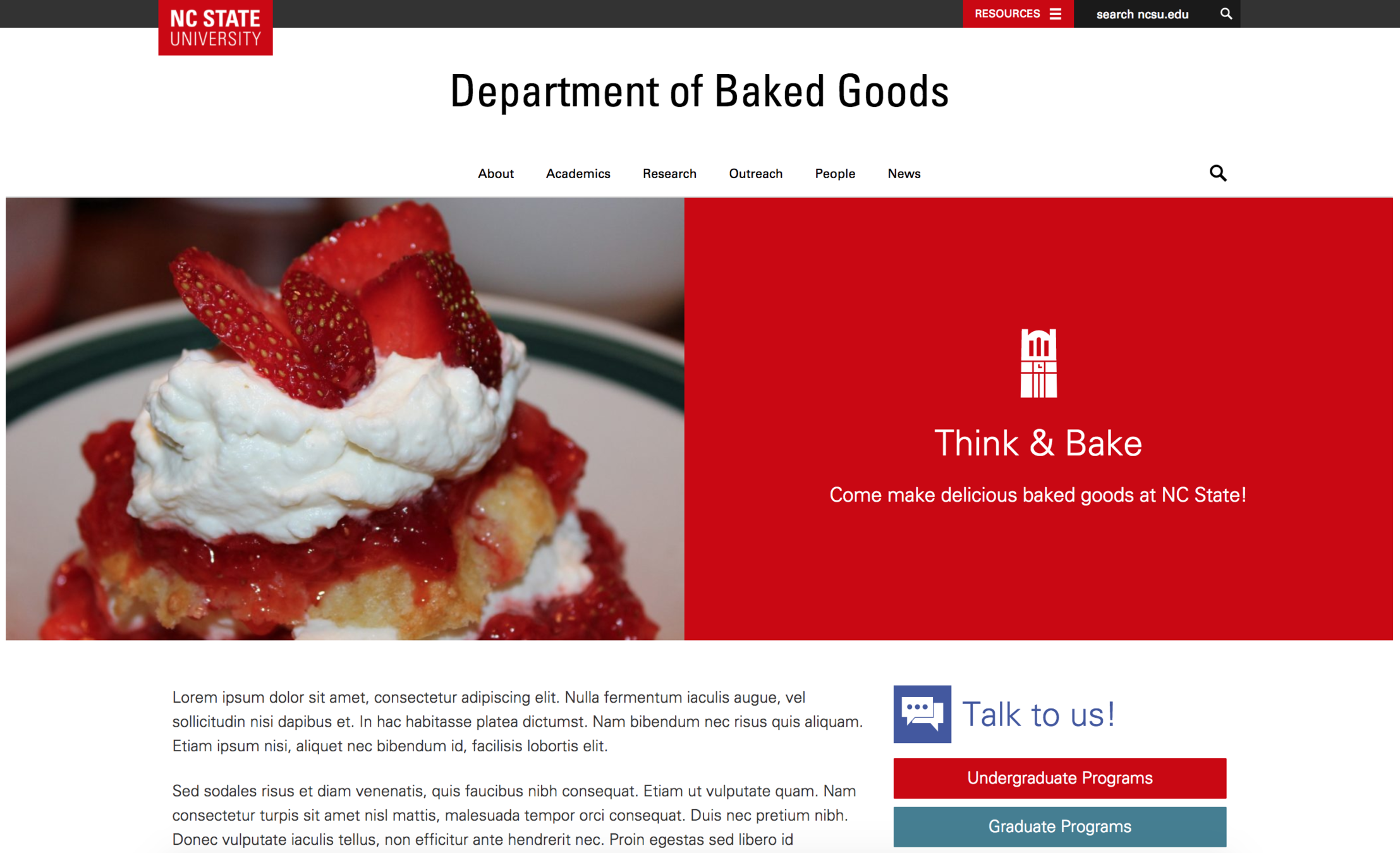 Department of Baked Goods, a fictitious academic department at NC State University