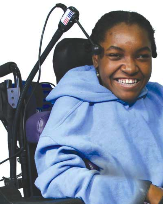 boy with a head switch on a support