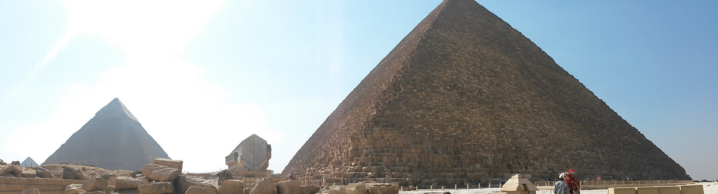 The great pyramid near Cairo, with smaller pyramids in the distance.