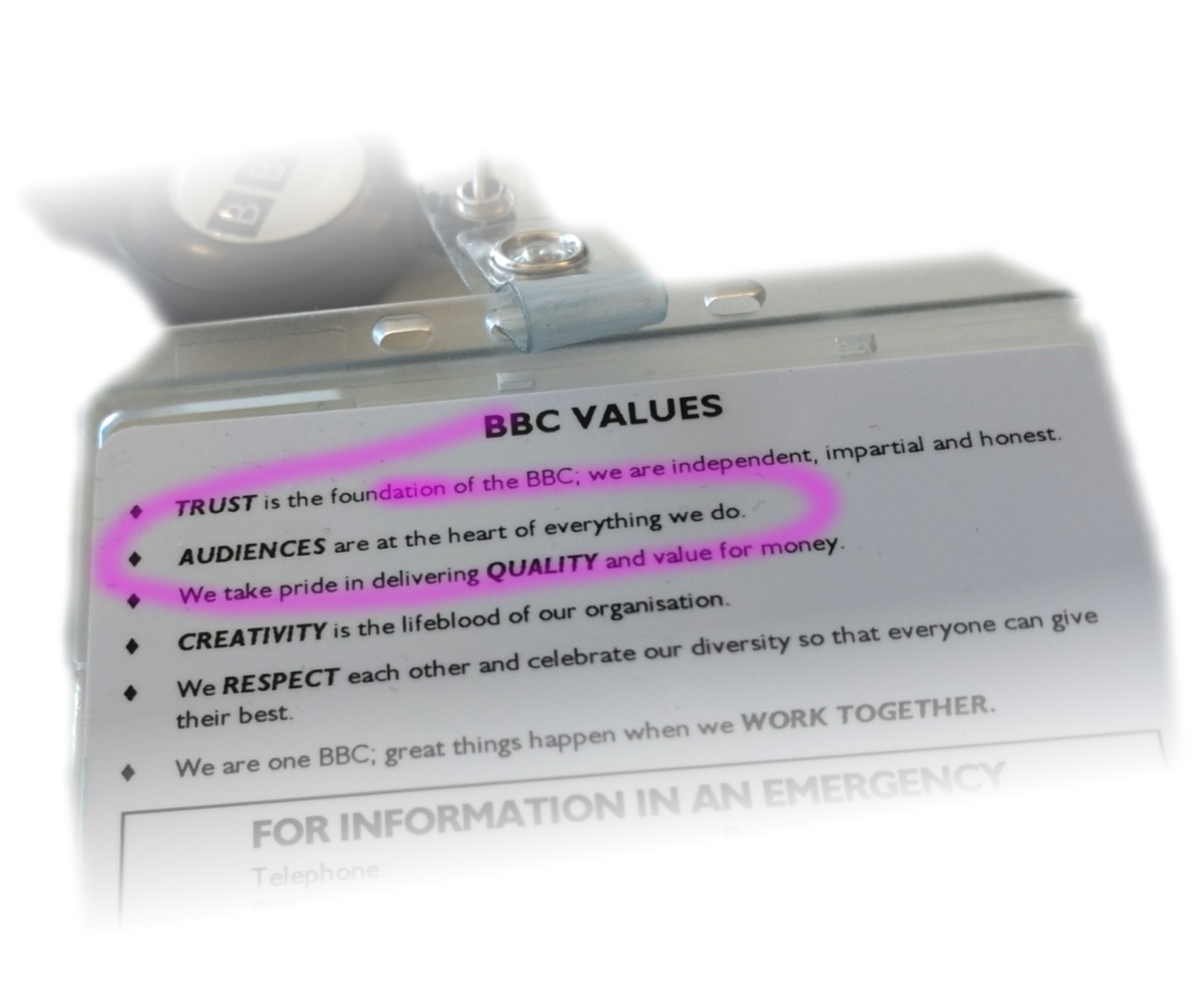 BBC values: Audiences are at the heart of everything we do.