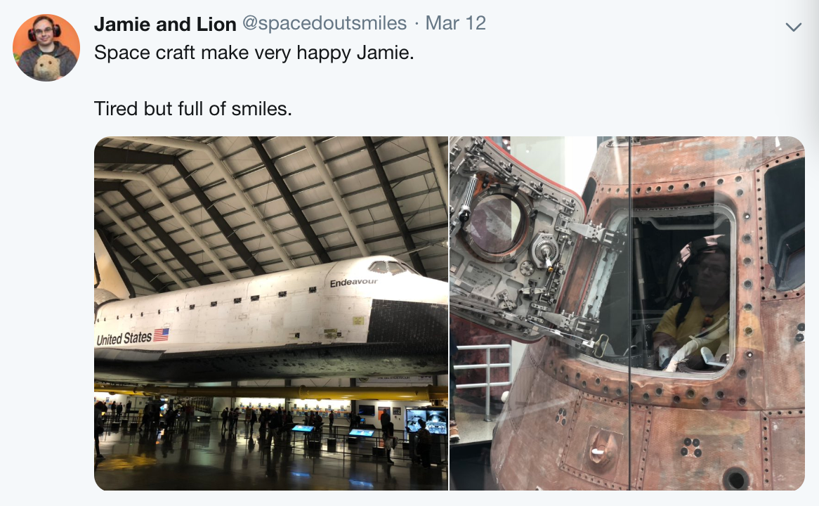 Jamie visiting space shuttle