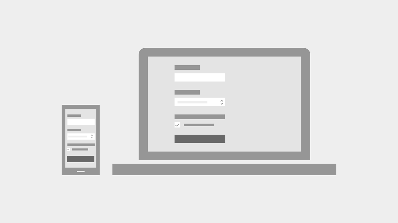 BBC GEL illustration of form layout on two different sized screens - BBC