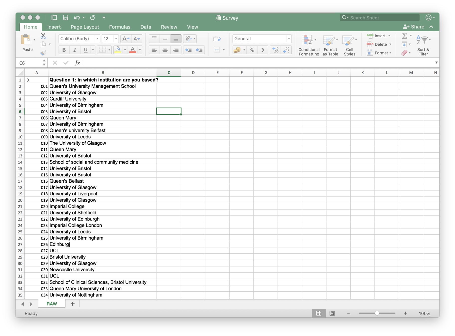 Data Organisation in Spreadsheets