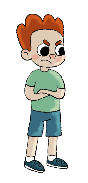 angry boy looking down