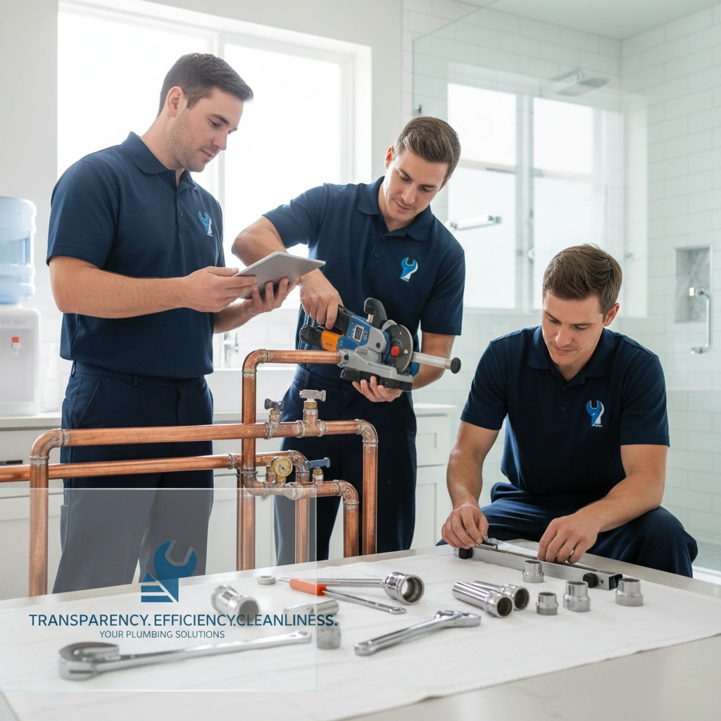 Justin in professional gear holding a tablet showing a digital blueprint