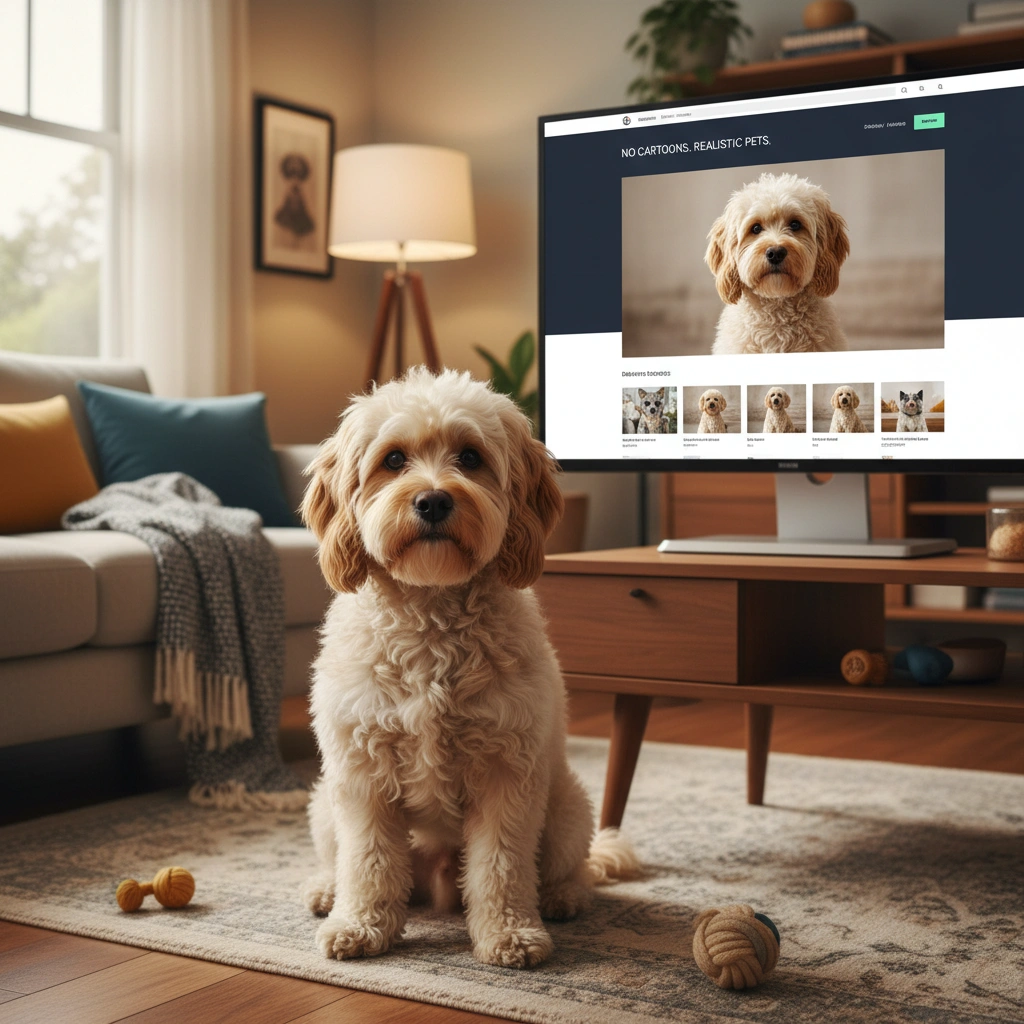 Cute Cavapoo puppy looking at camera