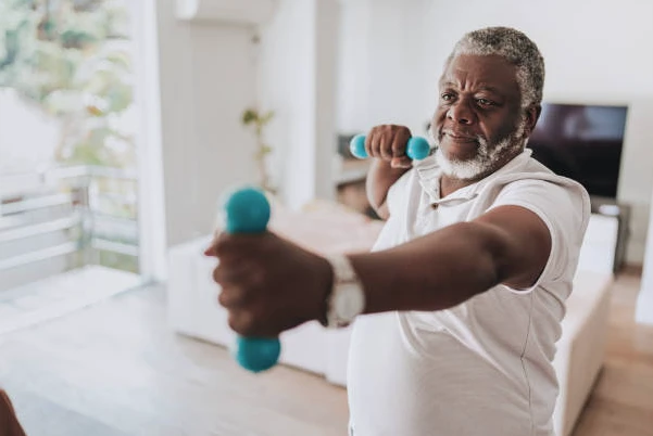 Senior woman exercising and staying strong