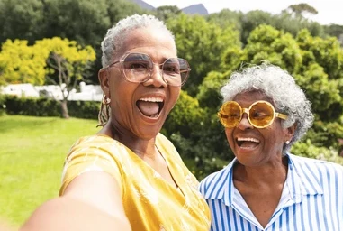 Happy African-American seniors celebrating life and community