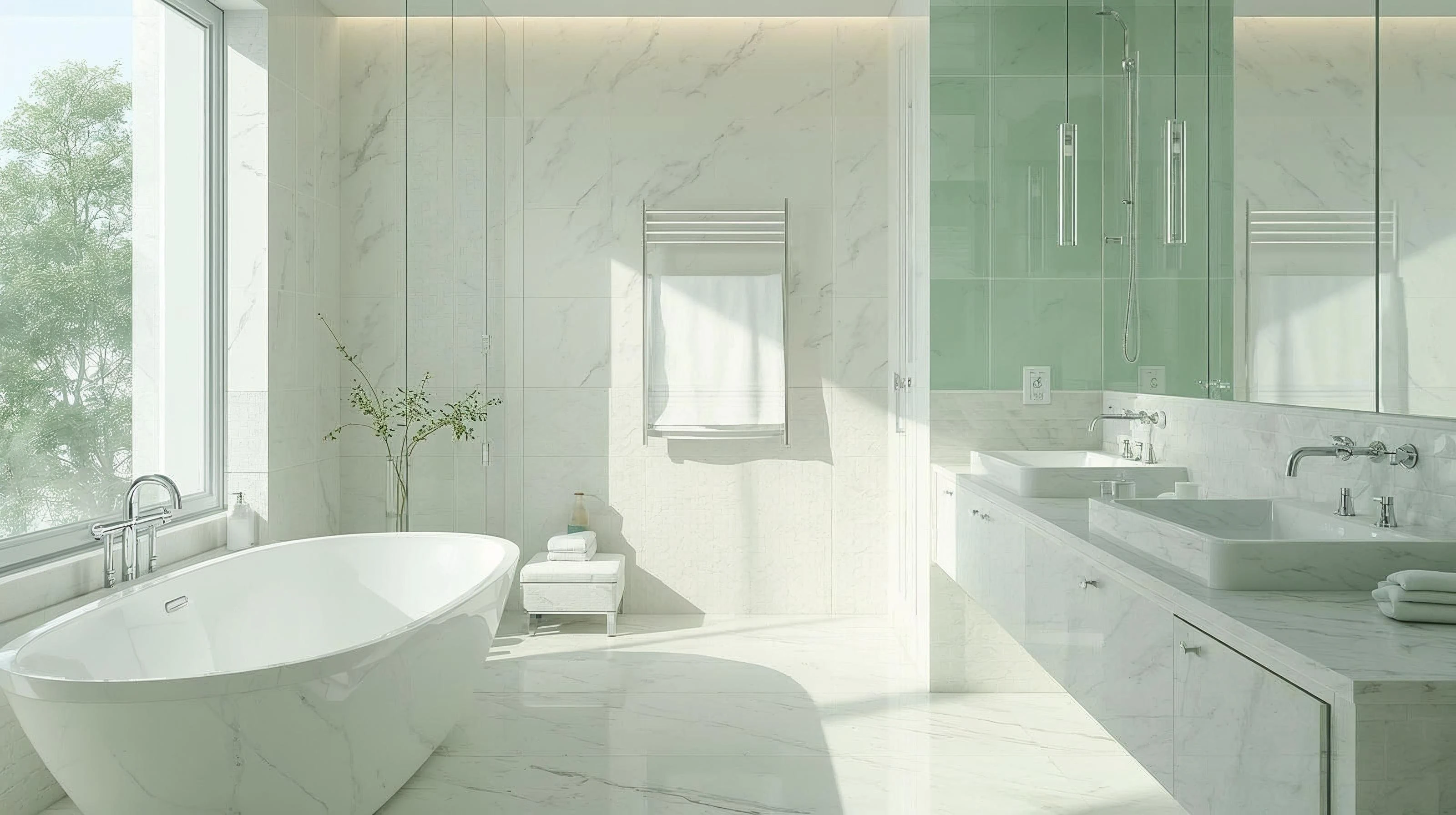 Close up of pristine folded towels and amenities