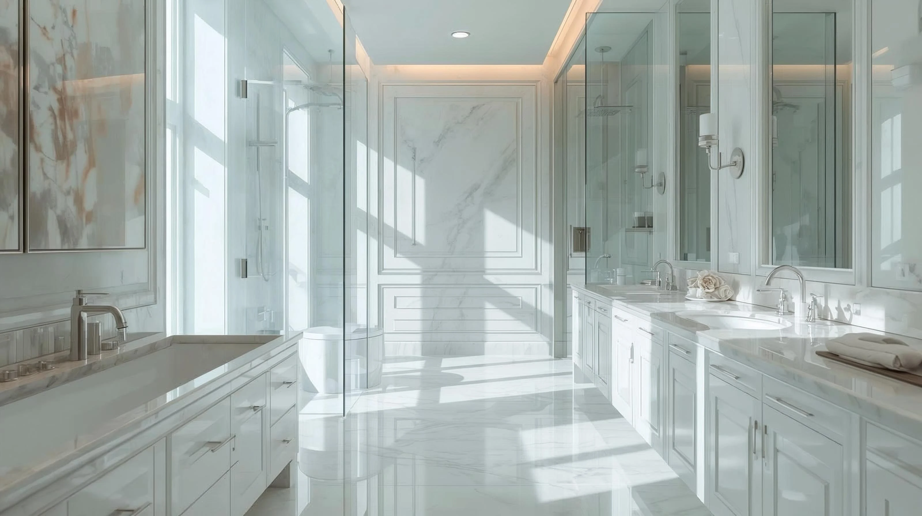 Our professional housekeeping team in branded uniforms standing in a luxury living room