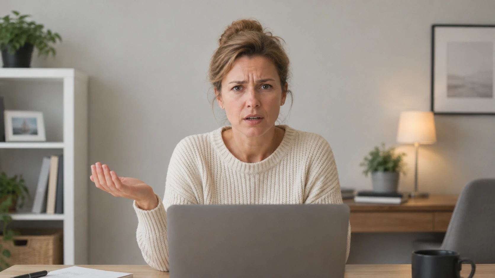 Frau ab 40 nutzt KI-Prompt auf dem Laptop, um ETF-Grundlagen zu verstehen