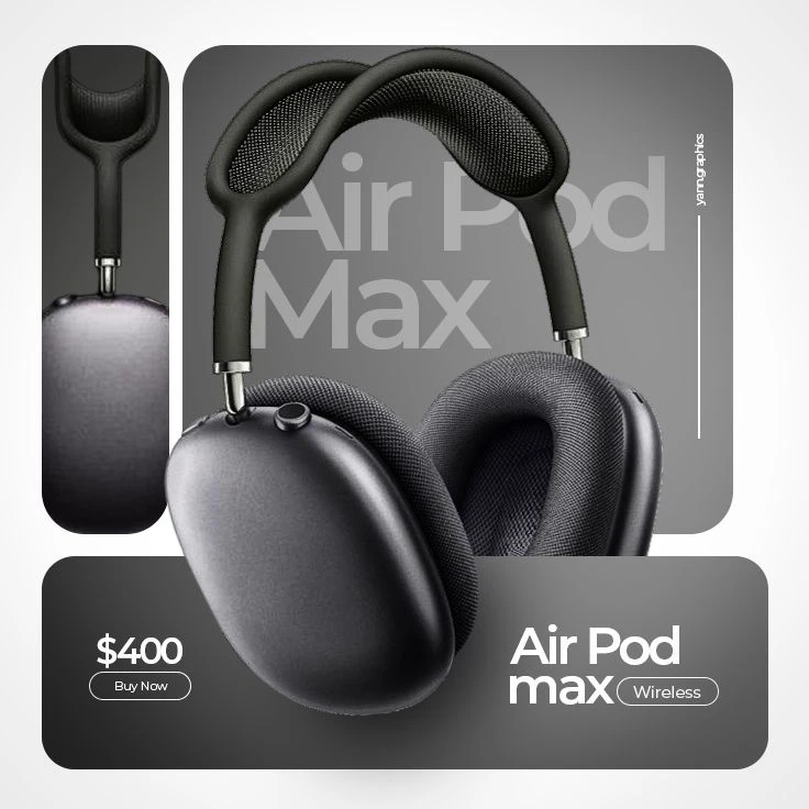 Air pod max player headset Poster design