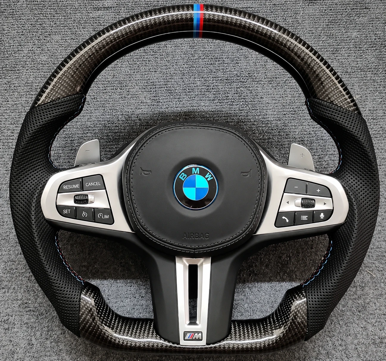 Premium Custom Steering Wheel with Carbon Fiber and Leather