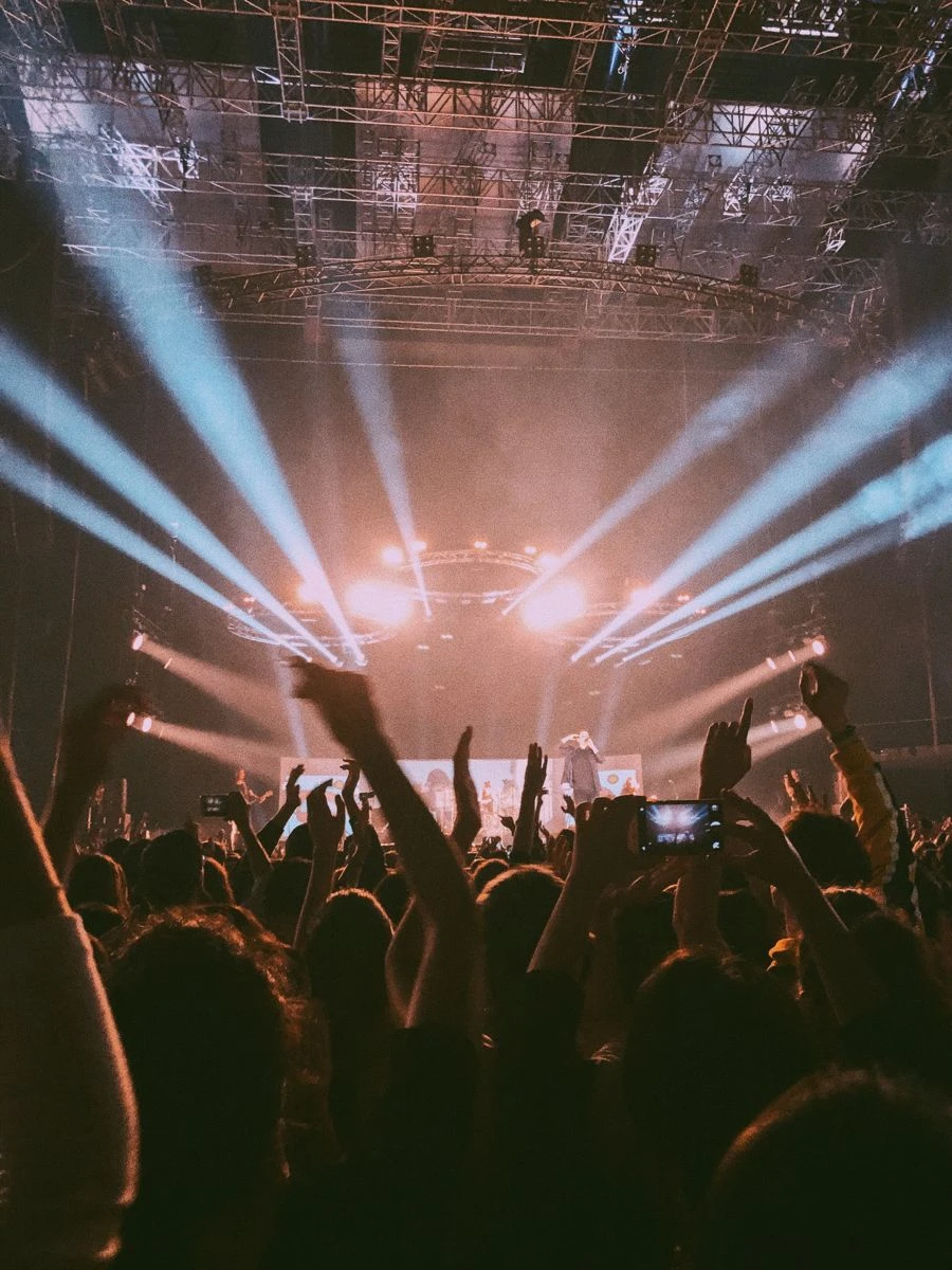 Indoor music festival crowd
