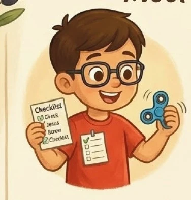 Illustration of a friendly fern character representing attention needs