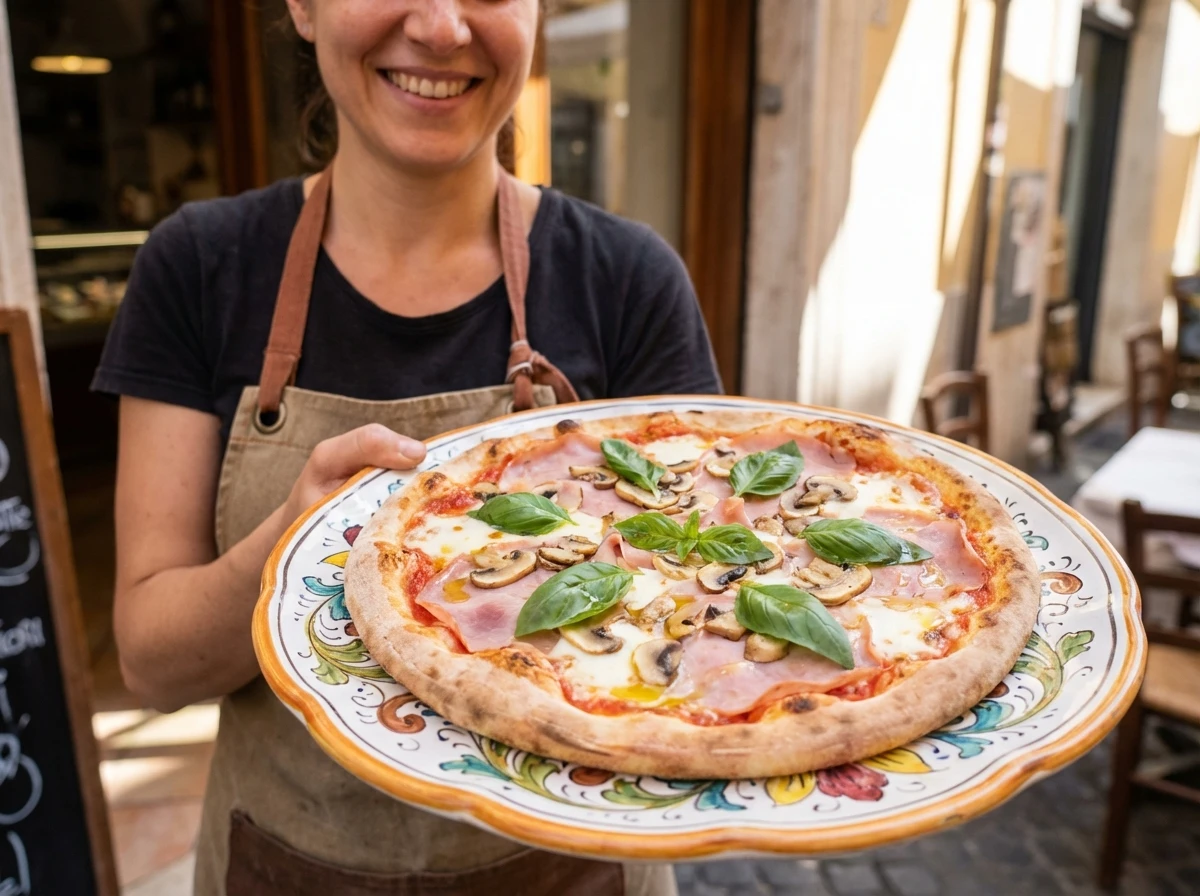 Pizza Regina avec jambon et champignons