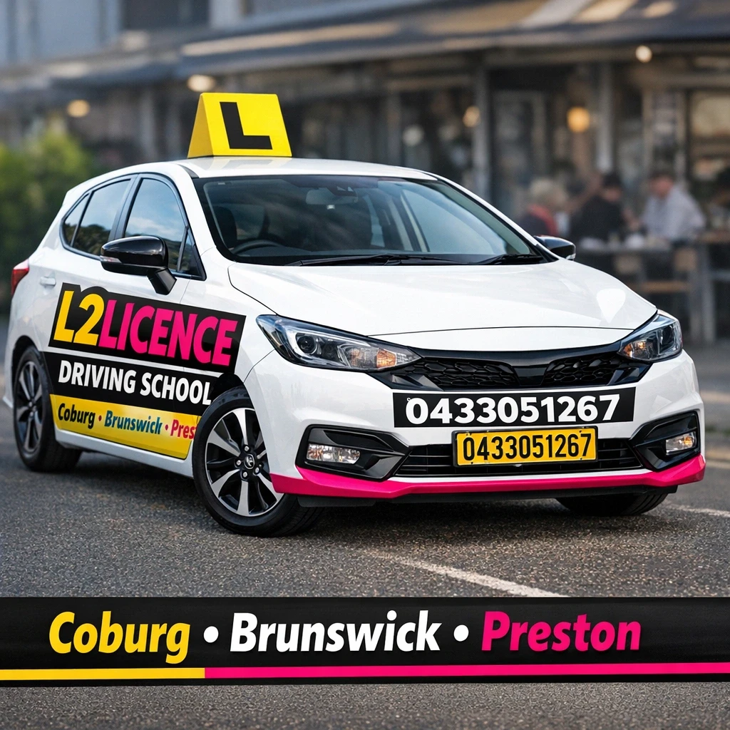 Student driver and instructor in a modern training vehicle