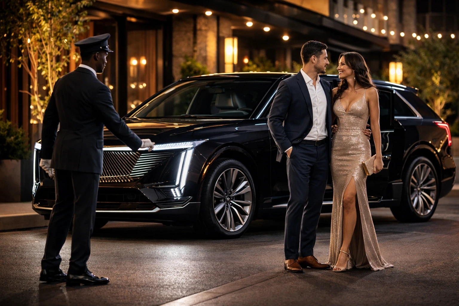 Chauffeur opening door for Hourly Charter