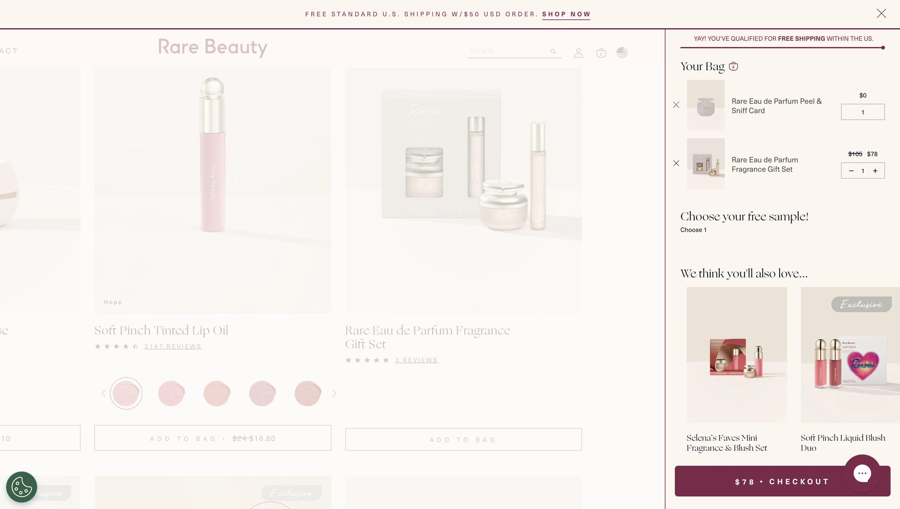 Figure 14: Rare Beauty cart and checkout flow