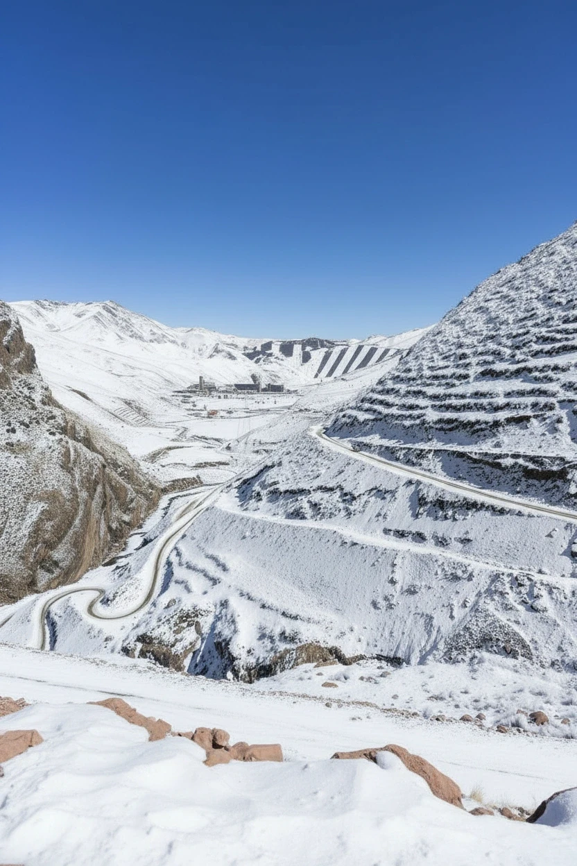 Steep mountain road with hairpin turns in the Andes