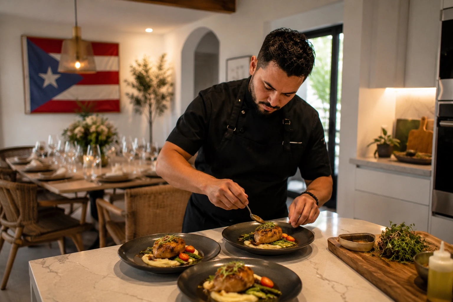 Gourmet dish prepared by a private chef