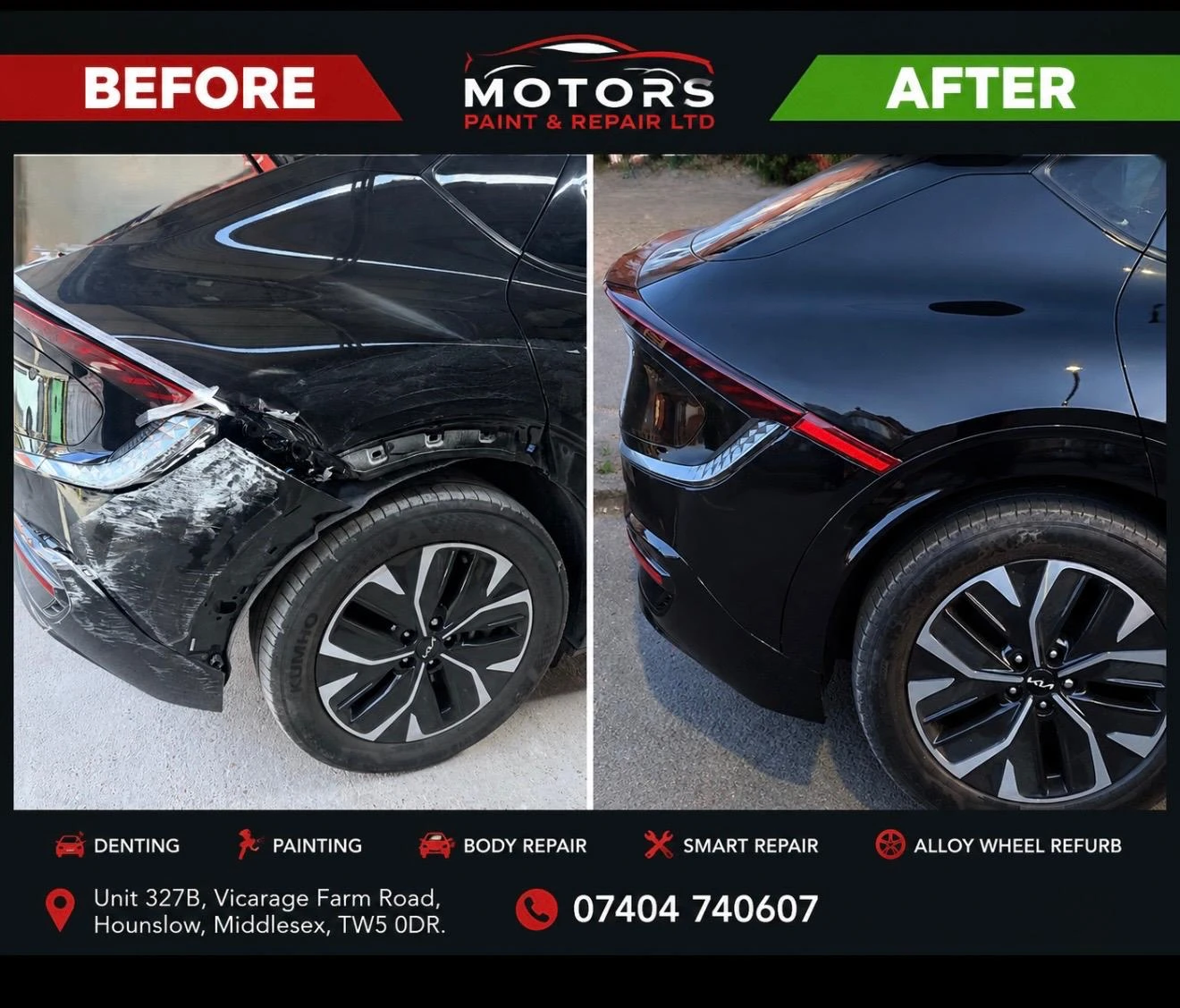 Final inspection of a repaired luxury vehicle