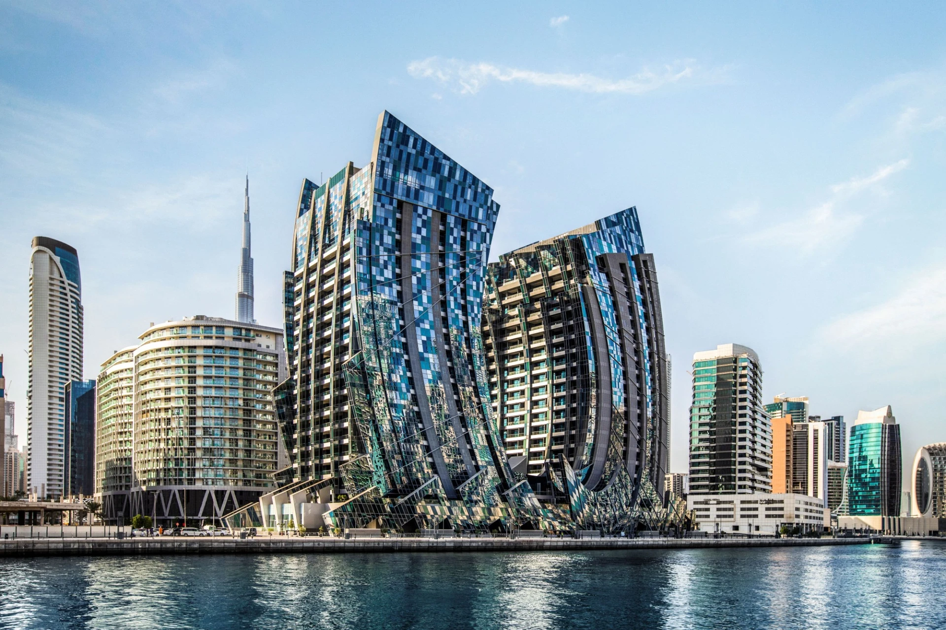 Panoramic Dubai Water Canal & Burj Khalifa Views
