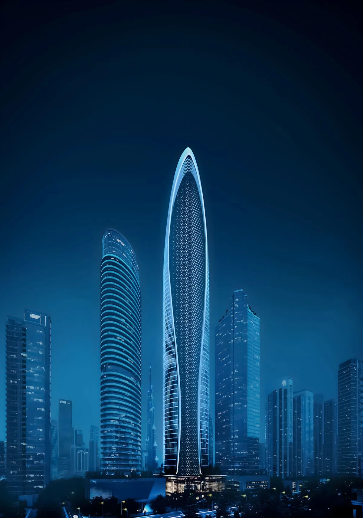 Living room with Burj Khalifa view